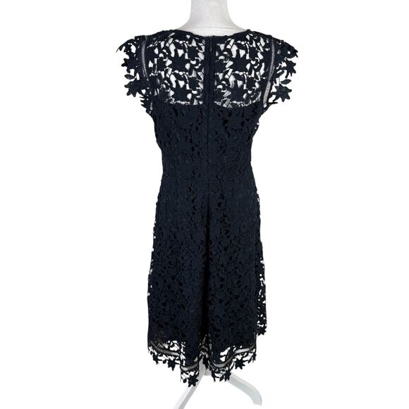 Eliza J Womens Dress Size 10 Lace Overlay Navy Asymmetrical Classic Cocktail - Picture 5 of 10